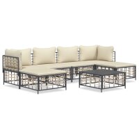 vidaXL 7-tlg. Garten-Lounge-Set mit Kissen Anthrazit Poly Rattan