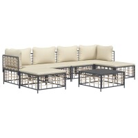 vidaXL 7-tlg. Garten-Lounge-Set mit Kissen Anthrazit Poly Rattan