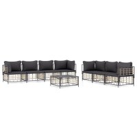 vidaXL 8-tlg. Garten-Lounge-Set mit Kissen Anthrazit Poly Rattan