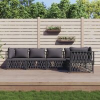 vidaXL 5-tlg. Garten-Lounge-Set mit Kissen Anthrazit Stahl