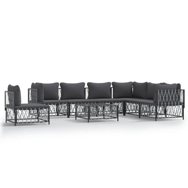 vidaXL 8-tlg. Garten-Lounge-Set mit Kissen Anthrazit Stahl