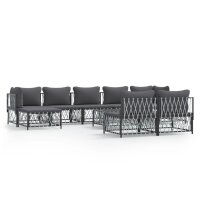 vidaXL 10-tlg. Garten-Lounge-Set mit Kissen Anthrazit Stahl