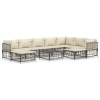 vidaXL 10-tlg. Garten-Lounge-Set mit Kissen Anthrazit...