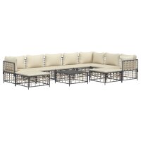 vidaXL 10-tlg. Garten-Lounge-Set mit Kissen Anthrazit...