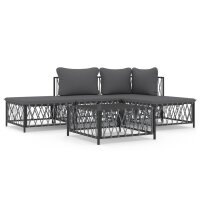 vidaXL 5-tlg. Garten-Lounge-Set mit Kissen Anthrazit Stahl