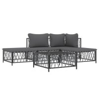 vidaXL 5-tlg. Garten-Lounge-Set mit Kissen Anthrazit Stahl