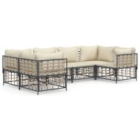 vidaXL 6-tlg. Garten-Lounge-Set mit Kissen Anthrazit Poly Rattan