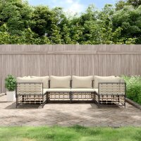 vidaXL 6-tlg. Garten-Lounge-Set mit Kissen Anthrazit Poly Rattan