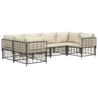 vidaXL 6-tlg. Garten-Lounge-Set mit Kissen Anthrazit Poly Rattan