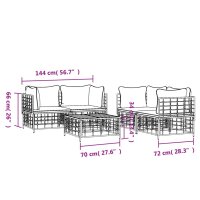 vidaXL 5-tlg. Garten-Lounge-Set mit Kissen Anthrazit Poly Rattan