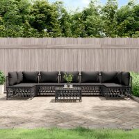 vidaXL 8-tlg. Garten-Lounge-Set mit Kissen Anthrazit Stahl