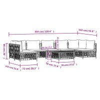 vidaXL 8-tlg. Garten-Lounge-Set mit Kissen Anthrazit Stahl