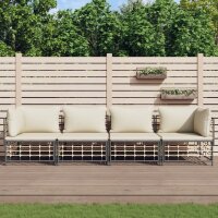 vidaXL 4-tlg. Garten-Lounge-Set mit Kissen Anthrazit Poly Rattan