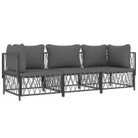 vidaXL 3-tlg. Garten-Lounge-Set mit Kissen Anthrazit Stahl