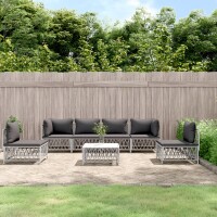 vidaXL 7-tlg. Garten-Lounge-Set mit Kissen Wei&szlig; Stahl