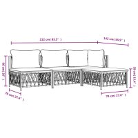 vidaXL 4-tlg. Garten-Lounge-Set mit Kissen Wei&szlig; Stahl