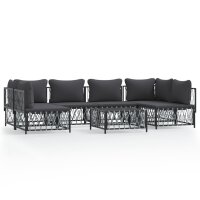 vidaXL 7-tlg. Garten-Lounge-Set mit Kissen Anthrazit Stahl