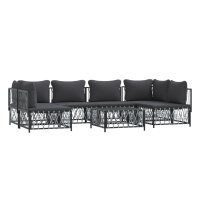 vidaXL 7-tlg. Garten-Lounge-Set mit Kissen Anthrazit Stahl