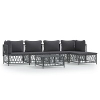 vidaXL 6-tlg. Garten-Lounge-Set mit Kissen Anthrazit Stahl