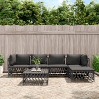 vidaXL 6-tlg. Garten-Lounge-Set mit Kissen Anthrazit Stahl