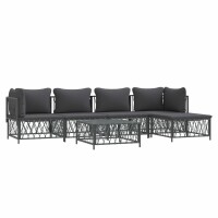 vidaXL 6-tlg. Garten-Lounge-Set mit Kissen Anthrazit Stahl