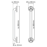 RIDDER Haltegriff 60 cm Schwarz Aluminium