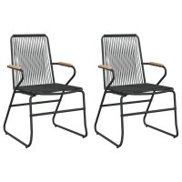 vidaXL Gartenst&uuml;hle 2 Stk. Schwarz 58x59x85,5 cm PVC Rattan