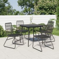 vidaXL 5-tlg. Garten-Essgruppe Schwarz PVC Rattan