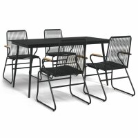 vidaXL 5-tlg. Garten-Essgruppe Schwarz PVC Rattan