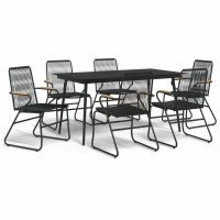 vidaXL 7-tlg. Garten-Essgruppe Schwarz PVC-Rattan