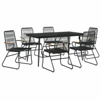 vidaXL 7-tlg. Garten-Essgruppe Schwarz PVC-Rattan