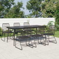 vidaXL 7-tlg. Garten-Essgruppe Schwarz PVC-Rattan