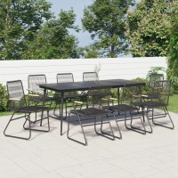 vidaXL 9-tlg. Garten-Essgruppe Schwarz PVC Rattan