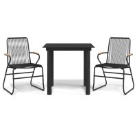 vidaXL 3-tlg. Garten-Essgruppe Schwarz PVC Rattan