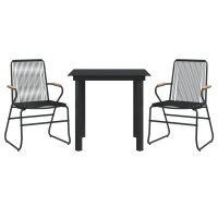 vidaXL 3-tlg. Garten-Essgruppe Schwarz PVC Rattan