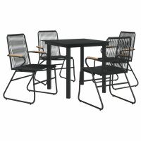 vidaXL 5-tlg. Garten-Essgruppe Schwarz PVC Rattan