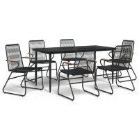 vidaXL 7-tlg. Garten-Essgruppe Schwarz PVC-Rattan