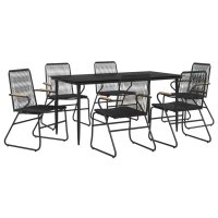 vidaXL 7-tlg. Garten-Essgruppe Schwarz PVC-Rattan