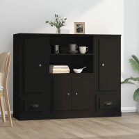 vidaXL Highboards 3 Stk. Schwarz Holzwerkstoff