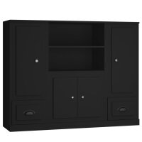 vidaXL Highboards 3 Stk. Schwarz Holzwerkstoff