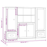 vidaXL Highboards 3 Stk. Betongrau Holzwerkstoff