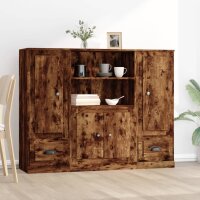 vidaXL Highboards 3 Stk. Räuchereiche Holzwerkstoff