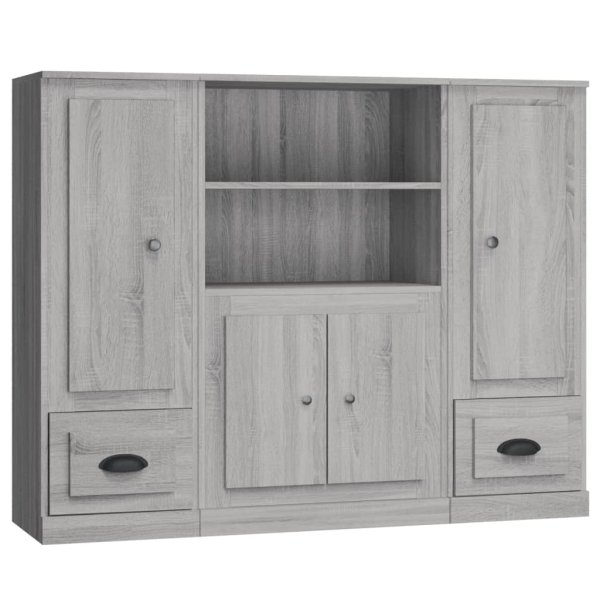 vidaXL Highboards 3 Stk. Grau Sonoma Holzwerkstoff