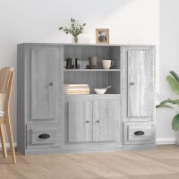 vidaXL Highboards 3 Stk. Grau Sonoma Holzwerkstoff