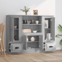 vidaXL Highboards 3 Stk. Grau Sonoma Holzwerkstoff