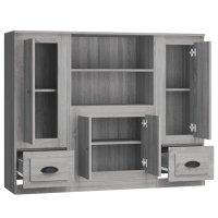 vidaXL Highboards 3 Stk. Grau Sonoma Holzwerkstoff