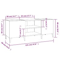 vidaXL Plattenschrank Wei&szlig; 121x38x48 cm Holzwerkstoff