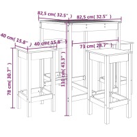 vidaXL 5-tlg. Gartenbar-Set Schwarz Massivholz Kiefer