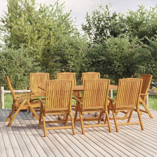 vidaXL 9-tlg. Garten-Essgruppe Massivholz Teak