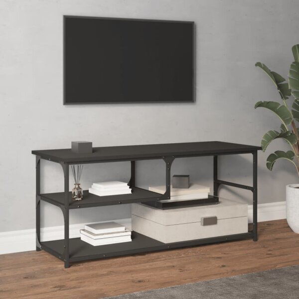 vidaXL TV-Schrank Schwarz 103x38x46,5 cm Holzwerkstoff und Stahl